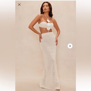 Fashion Nova Cream Crochet Maxi Dress